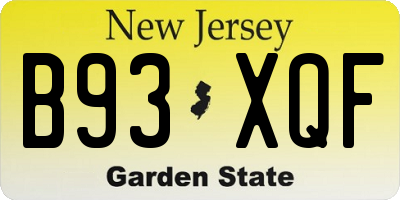 NJ license plate B93XQF