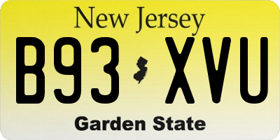 NJ license plate B93XVU