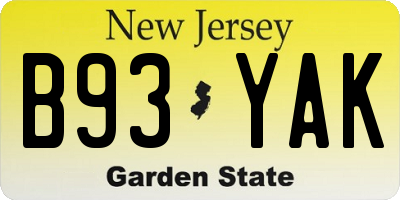 NJ license plate B93YAK