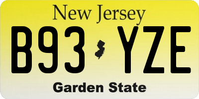 NJ license plate B93YZE