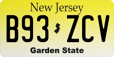 NJ license plate B93ZCV
