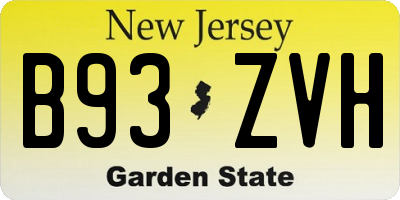 NJ license plate B93ZVH