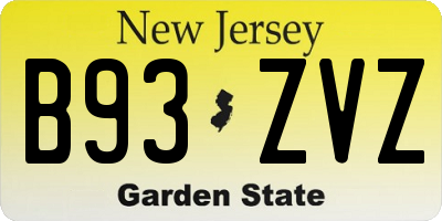 NJ license plate B93ZVZ