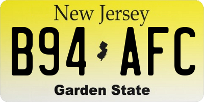 NJ license plate B94AFC