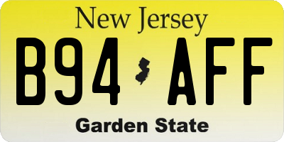 NJ license plate B94AFF