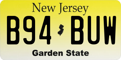 NJ license plate B94BUW
