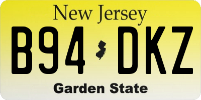 NJ license plate B94DKZ