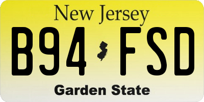 NJ license plate B94FSD