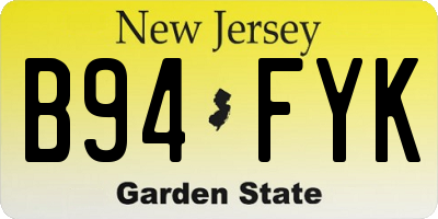 NJ license plate B94FYK