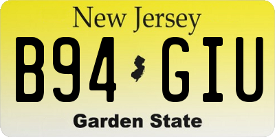 NJ license plate B94GIU