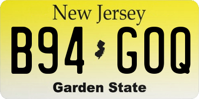 NJ license plate B94GOQ