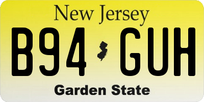 NJ license plate B94GUH