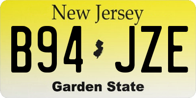 NJ license plate B94JZE