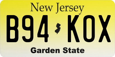 NJ license plate B94KOX