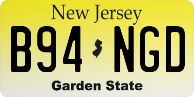NJ license plate B94NGD