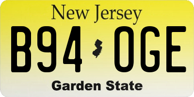 NJ license plate B94OGE
