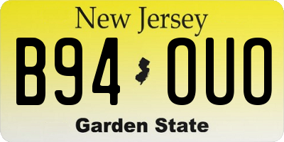 NJ license plate B94OUO