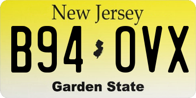 NJ license plate B94OVX