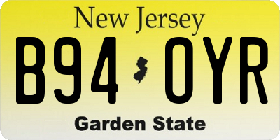 NJ license plate B94OYR