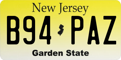 NJ license plate B94PAZ