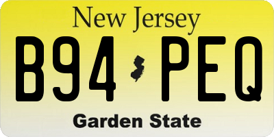 NJ license plate B94PEQ