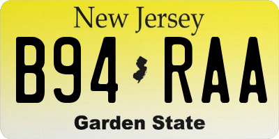 NJ license plate B94RAA