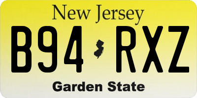 NJ license plate B94RXZ