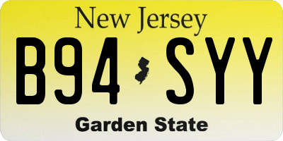 NJ license plate B94SYY