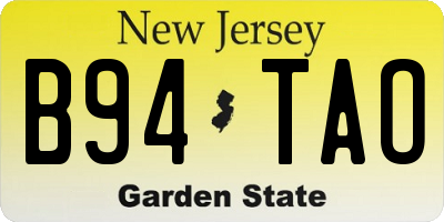NJ license plate B94TAO