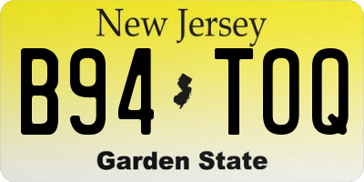 NJ license plate B94TOQ
