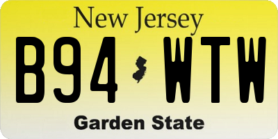 NJ license plate B94WTW