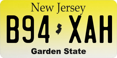 NJ license plate B94XAH