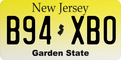 NJ license plate B94XBO