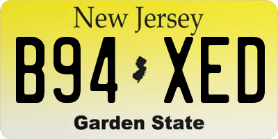 NJ license plate B94XED