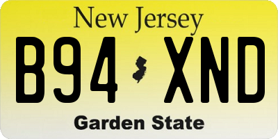 NJ license plate B94XND