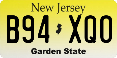 NJ license plate B94XQO