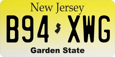 NJ license plate B94XWG