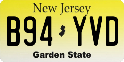 NJ license plate B94YVD