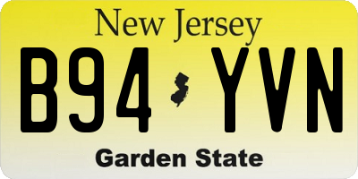 NJ license plate B94YVN