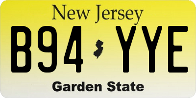NJ license plate B94YYE