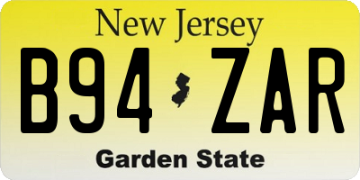 NJ license plate B94ZAR