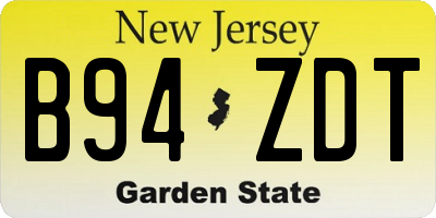 NJ license plate B94ZDT