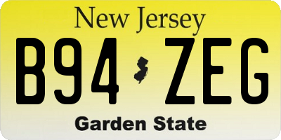 NJ license plate B94ZEG