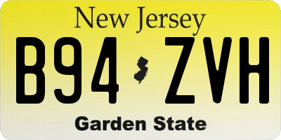 NJ license plate B94ZVH