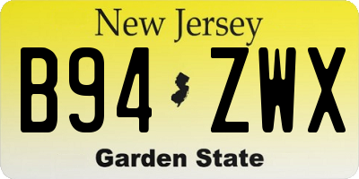 NJ license plate B94ZWX