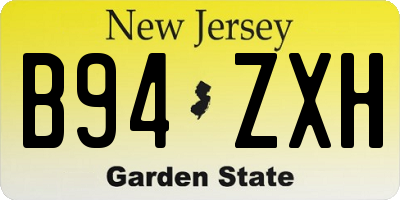 NJ license plate B94ZXH