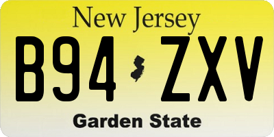NJ license plate B94ZXV