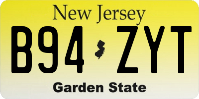 NJ license plate B94ZYT