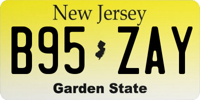 NJ license plate B95ZAY