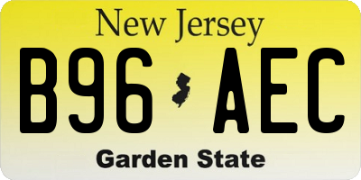 NJ license plate B96AEC